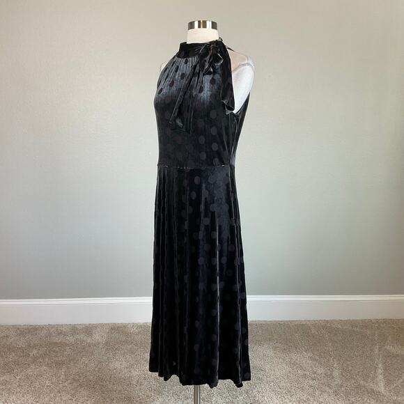 Calvin Klein Velvet Polka Dot Fit and Flare Midi Cocktail Dress Gray Size 10 - Picture 5 of 14